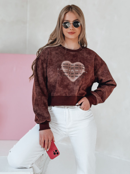 Dámska oversize mikina na viazanie so srdiečkom DESSER bordová (by1463)