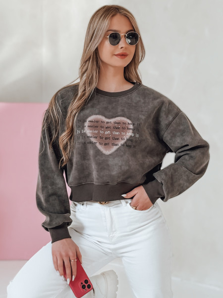 Dámska oversize mikina na viazanie so srdiečkom DESSER graphite (by1464)