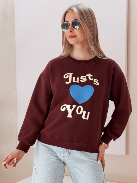 Dámska oversize mikina s potlačou FEELME bordová (by1474)