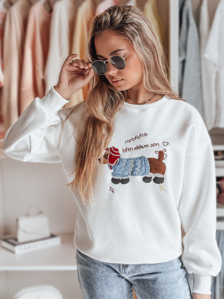 Dámska oversize mikina s DOGSWEETY výšivkou biela (by1478)