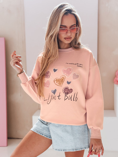 Dámska oversize mikina so srdiečkami PINKNOTE ružová (by1500)
