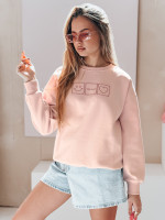 Dámska oversize mikina s výšivkou EASYJOY ružová (by1513)