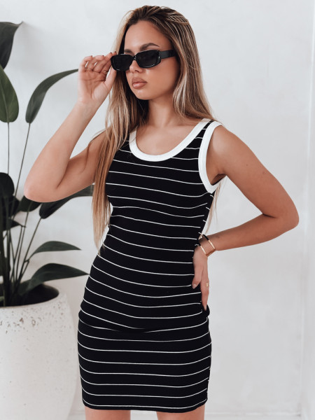 Dámske mini šaty pruhované PREFAB black (ey2578)