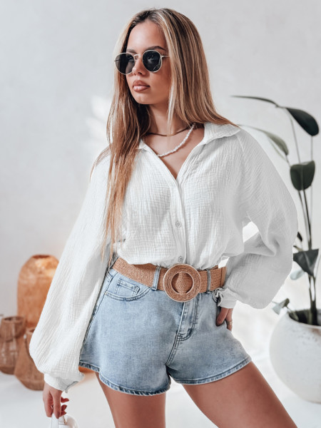 Dámska oversize mušelínová košeľa MUSLINEA biela (dy0473)