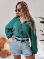 Dámska oversize mušelínová košeľa MUSLINEA zelená (dy0474)