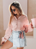 Dámska oversize mušelínová košeľa MUSLINEA ružová (dy0477)