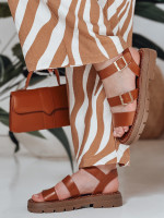 Dámske sandále s prackami SOLARIA camel (zy0891)