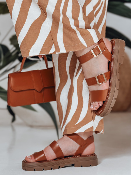 Dámske sandále s prackami SOLARIA camel (zy0891)