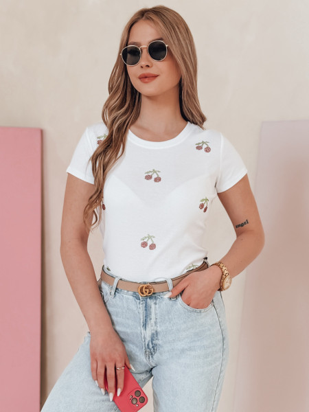 Dámske tričko s čerešňami CHERRYDUST white (ry2853)