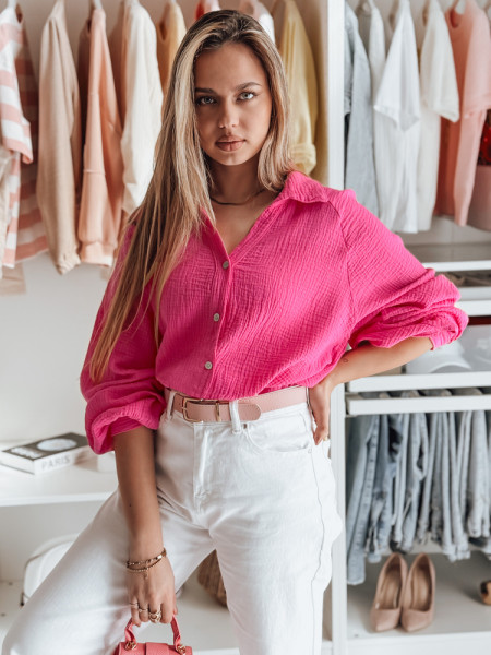 Dámska oversize mušelínová košeľa MUSLINEA fuchsiová (dy0475)