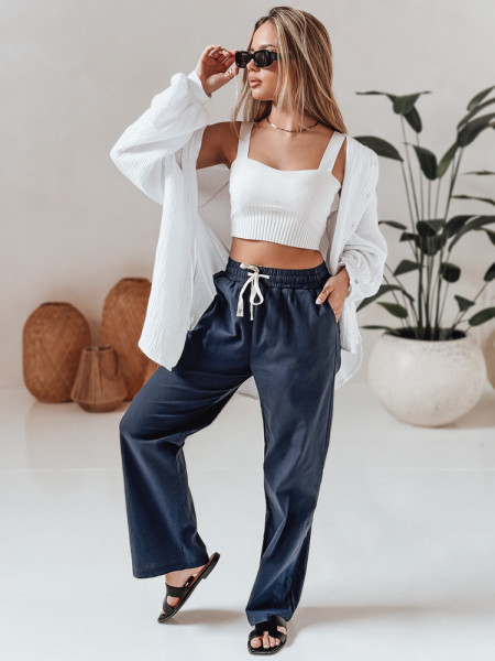 Dámske ležérne široké nohavice BOHO DAY tmavomodré (uy2649)