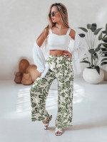 Dámske široké kvetinové nohavice LOVEGARDEN zelené (uy2656)