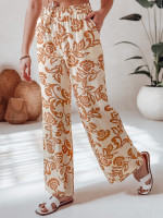 Dámske široké kvetinové nohavice LOVEGARDEN camel (uy2657)