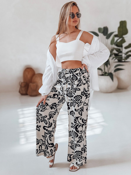Dámske široké kvetinové nohavice LOVEGARDEN čierne (uy2658)