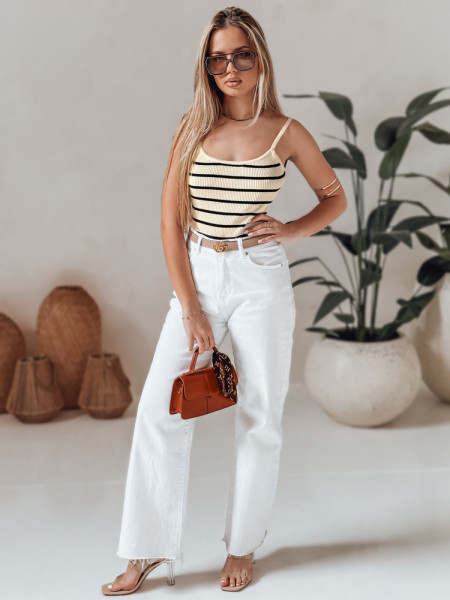 Pruhované telo jednej veľkosti STRIP BACK béžová (ry2899)