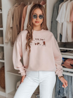 Dámska oversize mikina s jazvečíkmi JAMNÍKOVÉ ružové (by1497)