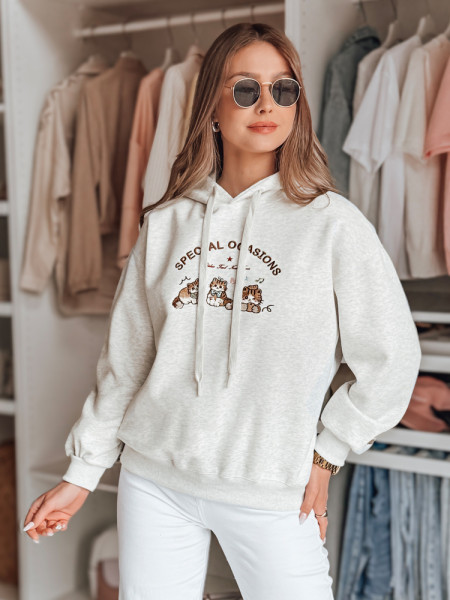 Dámska oversize mikina s kapucňou SPECIAL KITTY šedá (by1510)
