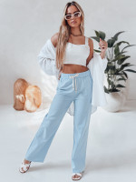 Dámske ležérne nohavice so širokými nohavicami BOHO DAY svetlomodré (uy2651)