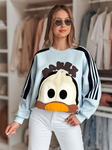Dámska mikina CUTE MAKEX modrá oversize s nášivkami (by1490)