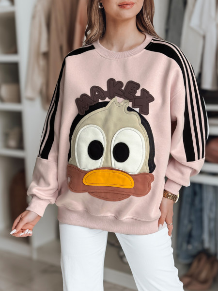 Dámska oversize mikina s nášivkami CUTE MAKEX ružová (by1493)