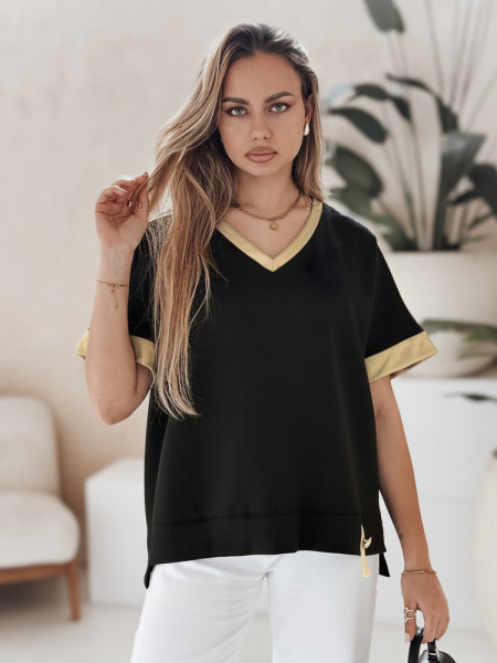 SHINE LOVE čierna oversized dámska blúzka (ry2912)