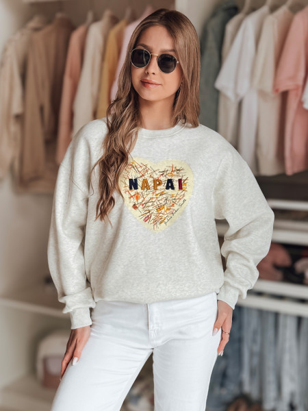 Dámska oversize mikina so srdcom SERDUCHOVA sivá (by1440)