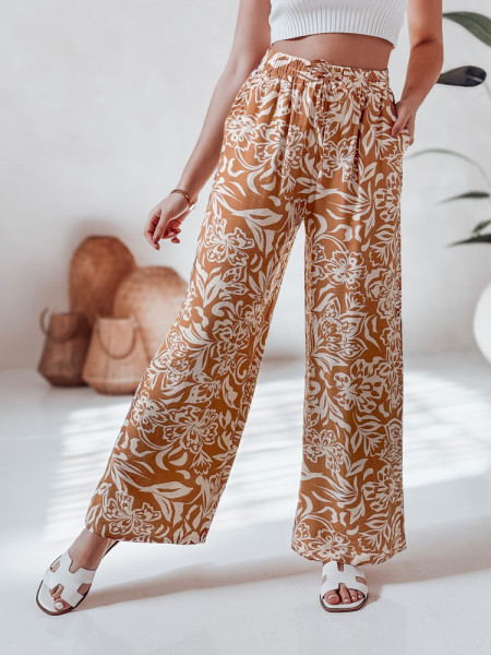 Dámske látkové nohavice TROPICAL SUN široké camel (uy2633)