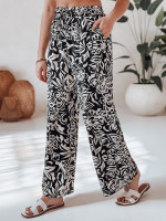 Dámske čierne látkové nohavice TROPICAL SUN so širokými nohavicami (uy2634)