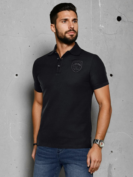 Pánske polo tričko s nášivkou čierne (px0624)