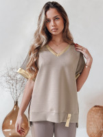 Dámska oversize blúzka SHINE LOVE mocha (ry2911)