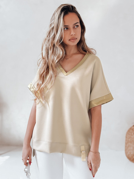 Dámska blúzka SHINE LOVE béžová oversize (ry2914)