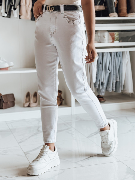 Biele džínsy mom fit LIKEMELOO (uy2432)