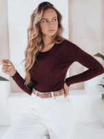 Dámsky rebrovaný sveter NOLVIE bordový (my2493)