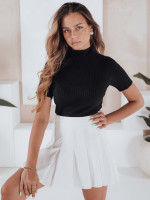 Dámsky rebrovaný sveter s krátkym rukávom GIRLGLORY čierny (my2552)