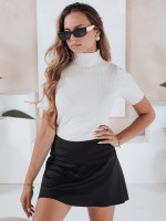 Dámsky rebrovaný sveter s krátkym rukávom GIRLGLORY biely (my2550)