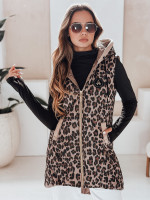 Dámska prešívaná vesta s leopardím vzorom ELMERA camel (ty5029)