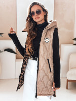 Dámska obojstranná vesta s kapucňou camel (ty5095)