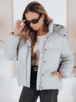Dámska prechodná kožená bunda COLLAR sivá (ty5190)