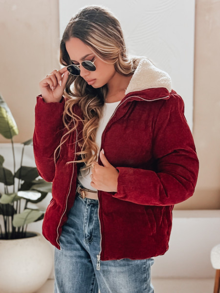 Dámska zimná manšestrová bunda TRENDYGLAM bordová (ty4942)