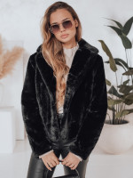 Dámsky kožuch GLAMFLUFFY krátky čierny (ty4985)