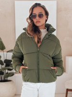 Dámska krátka prešívaná zimná bunda VIBEGIRL zelená (ty4946)