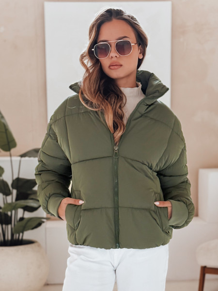 Dámska krátka prešívaná zimná bunda VIBEGIRL zelená (ty4946)