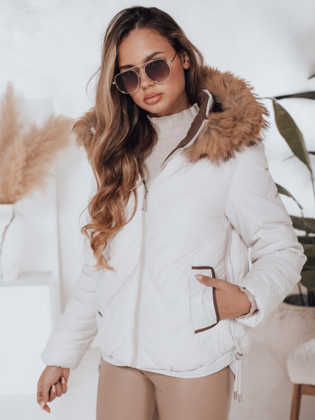 Dámska zimná prešívaná bunda COLDLIKE s kapucňou, biela (ty5002)