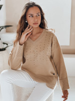 Sveter VERALIA s výstrihom do V camel (my2518)