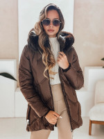 Dámska zimná bunda LOVEINSIDE prešívaná s kožušinou, hnedá (ty5052)