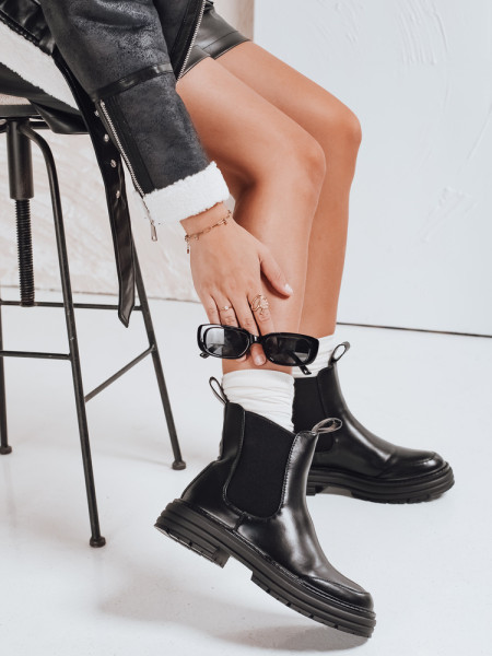 Dámske členkové čižmy LUXIBOOTS na platforme, čierne (zy1020)