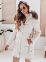 Dámska zimná parka s kapucňou, svetlobéžová (ty5083)