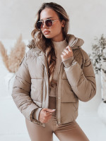 Dámska zimná bunda SNOWLIKE prešívaná s kapucňou, svetlobéžová (ty4931)
