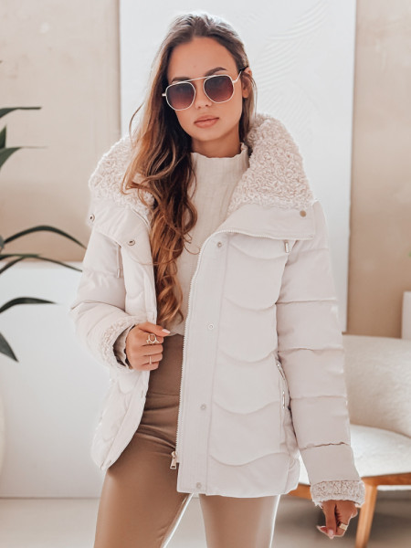 Dámska prešívaná zimná bunda WARMMISS s kapucňou, biela (ty4922)