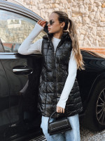Dámska prešívaná vesta s kapucňou, čierna (ty5257)